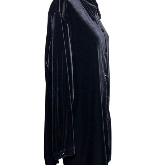 Diane Von Furstenberg The Color Authority Black Velvet Button Up Tunic 1X - Picture 2 of 4